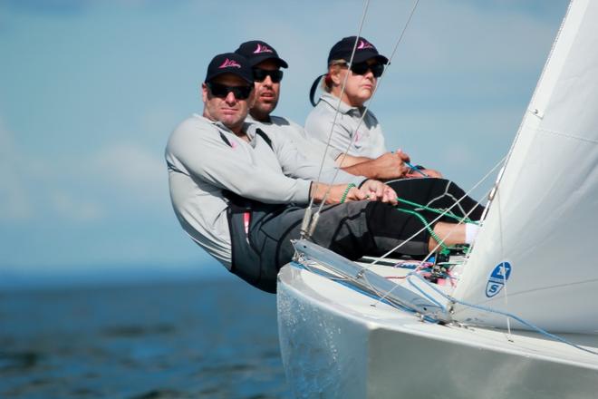 Odyssey's Peter Merrington, Wade Morgan and Jill Connel raced a superb regatta to take out third place in the Etchells Brisbane Fleet Championship. © Daniel Alcock